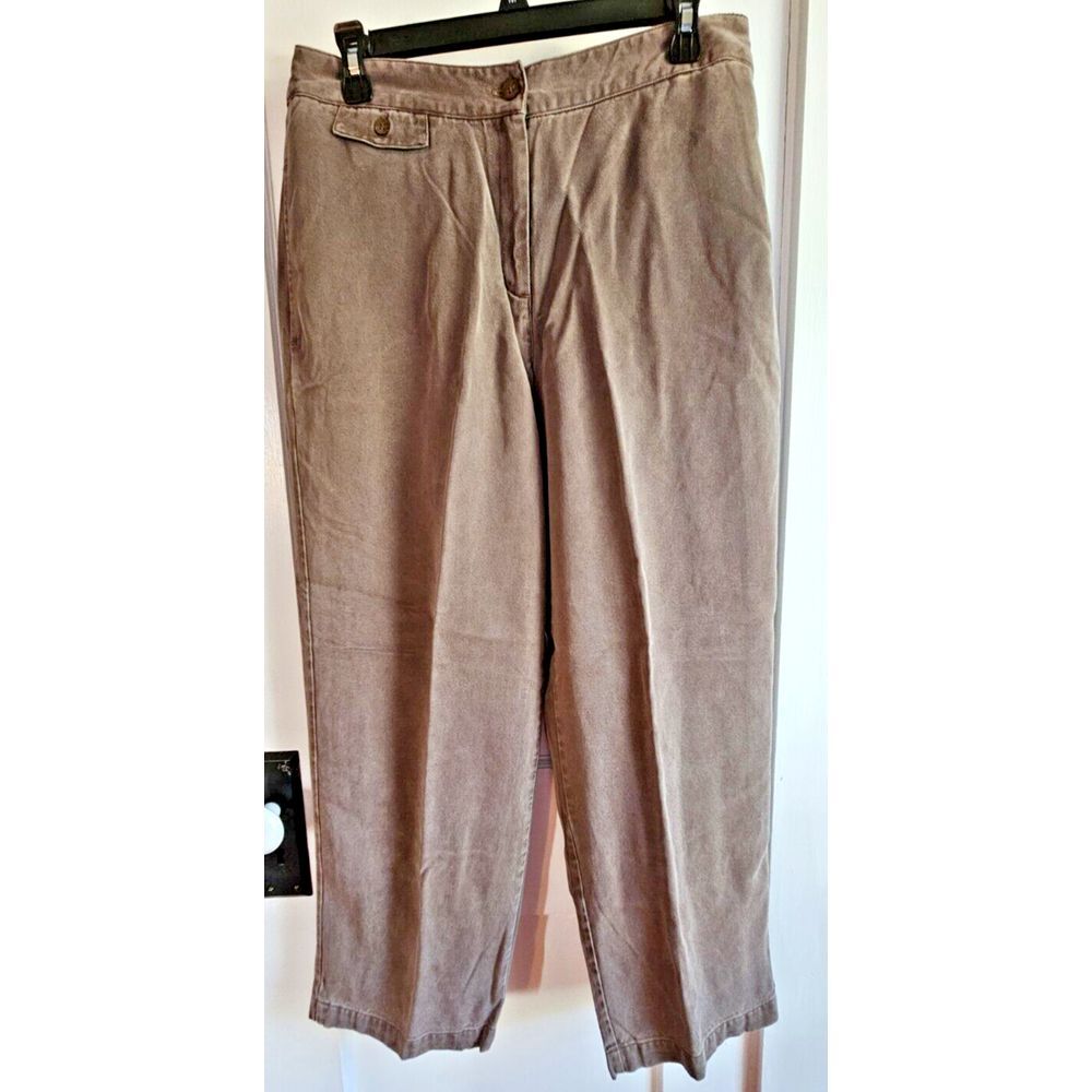 j jill Petite 12P woman 100% TENCEL LYOCELL‎ brown dress pants mid rise relaxed